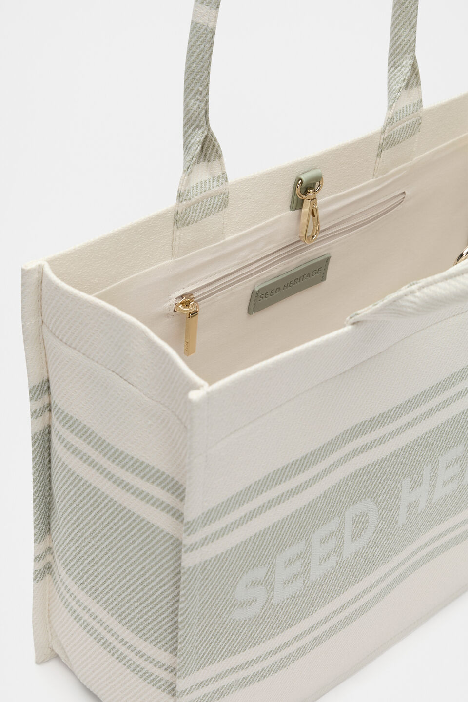 Woven Structured Tote  Pale Olive