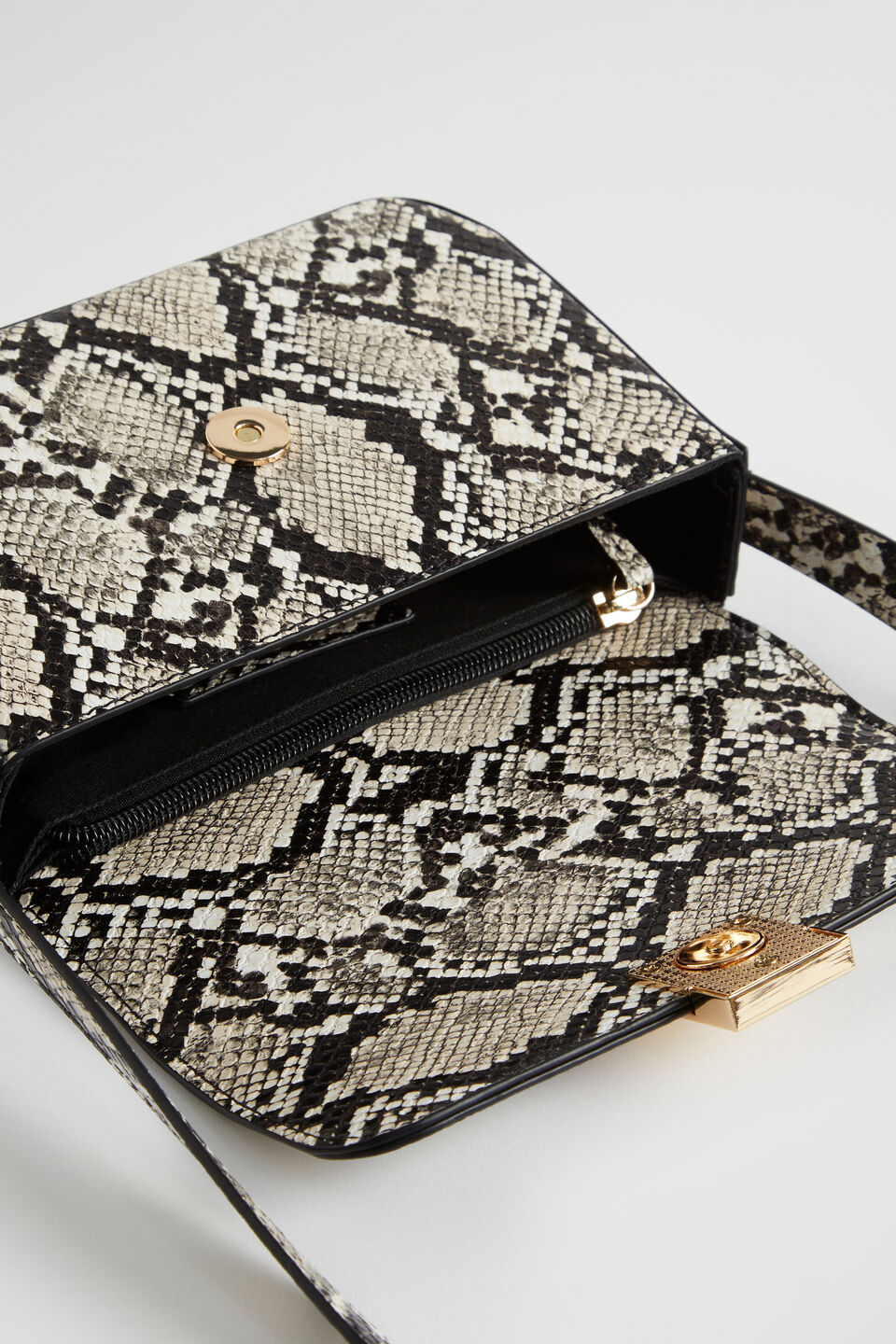 Mini Python Print Baguette Bag  Natural