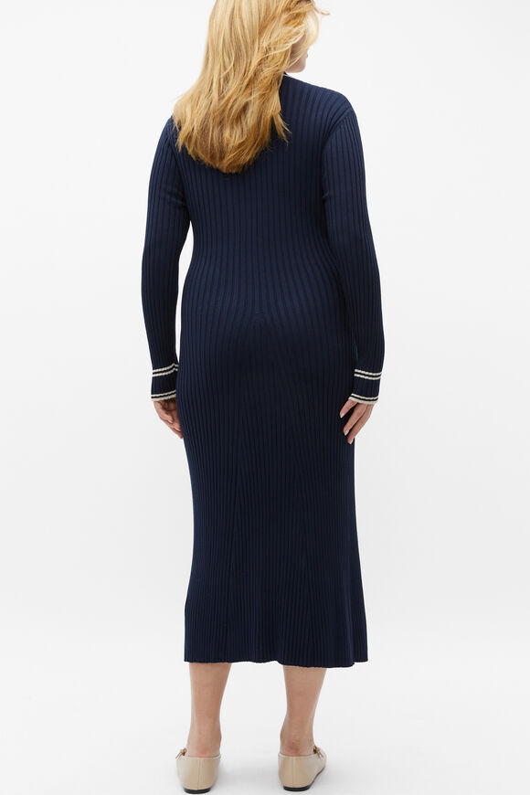 Polo Tipping Knit Midi Dress  Midnight Sky  hi-res
