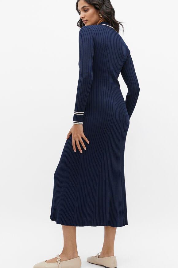 Polo Tipping Knit Midi Dress  Midnight Sky  hi-res