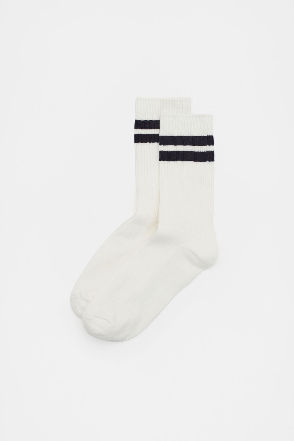 Double Stripe Crew Sock  Cream Midnight
