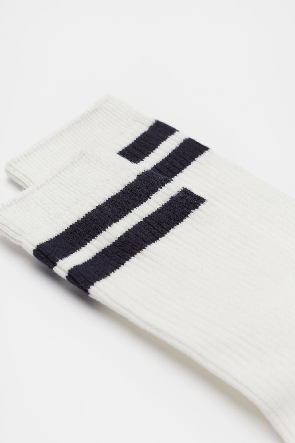 Double Stripe Crew Sock  Cream Midnight