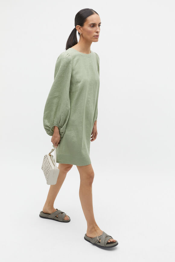 Core Linen Mini Dress  Pale Olive  hi-res