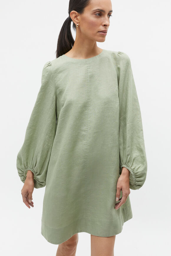 Core Linen Mini Dress  Pale Olive  hi-res