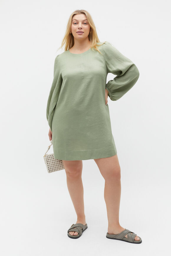 Core Linen Mini Dress  Pale Olive  hi-res