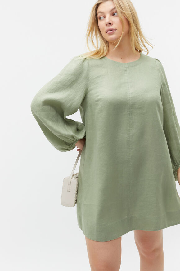 Core Linen Mini Dress  Pale Olive  hi-res