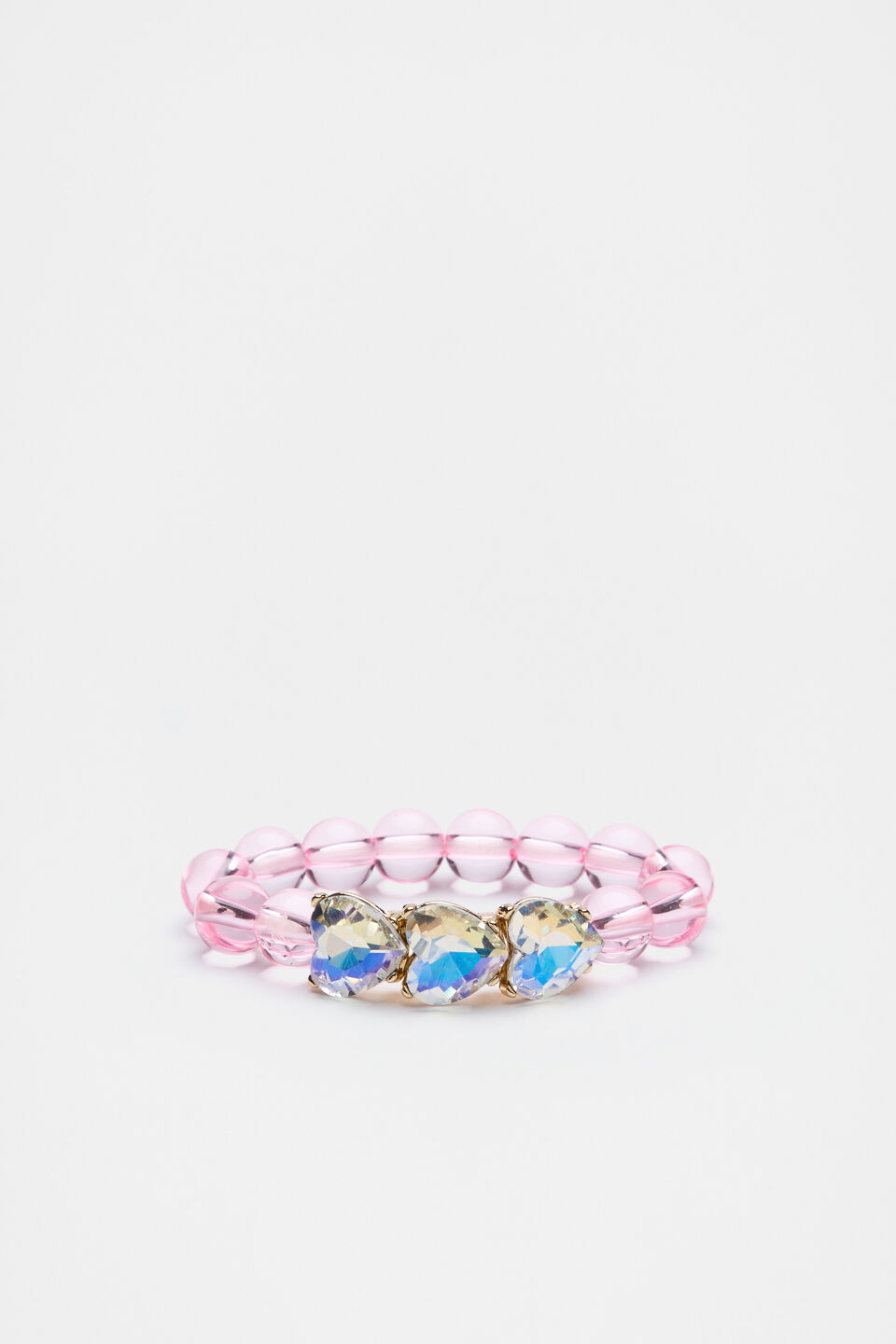 Jewel Heart Trio Stretch Bracelet  Pink