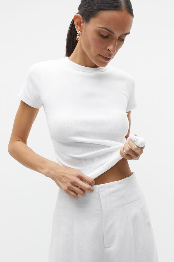 Australian Cotton Rib Tee  Whisper White  hi-res
