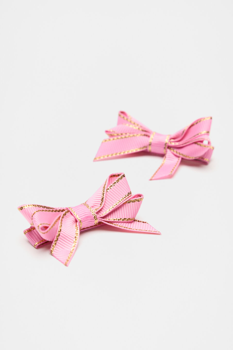 Gold Trim Bow Duck Clips  Candy Pink