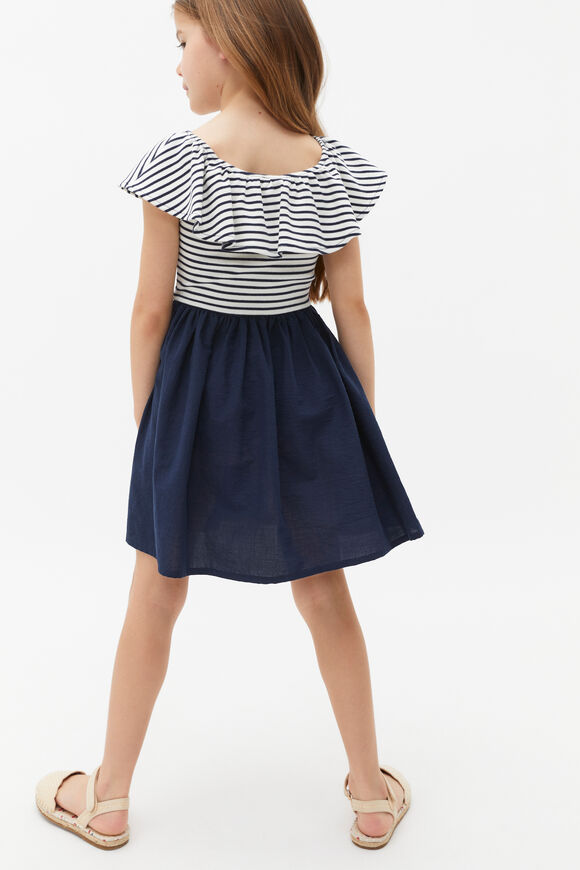 Ruffle Spliced Dress  New Navy  hi-res