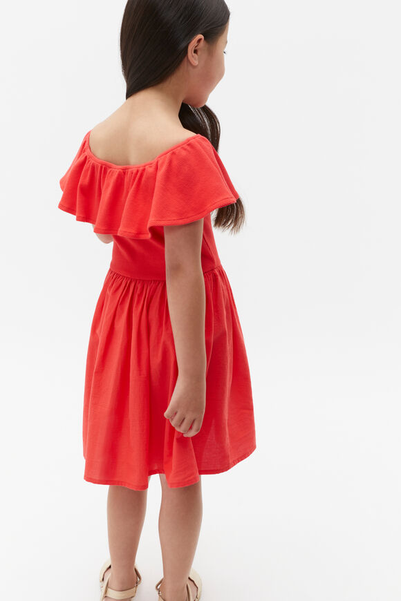 Ruffle Spliced Dress  Strawberry Red  hi-res