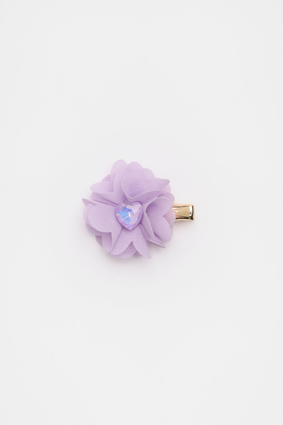 Heart Gem Flower Duck Clip  Soft Lilac