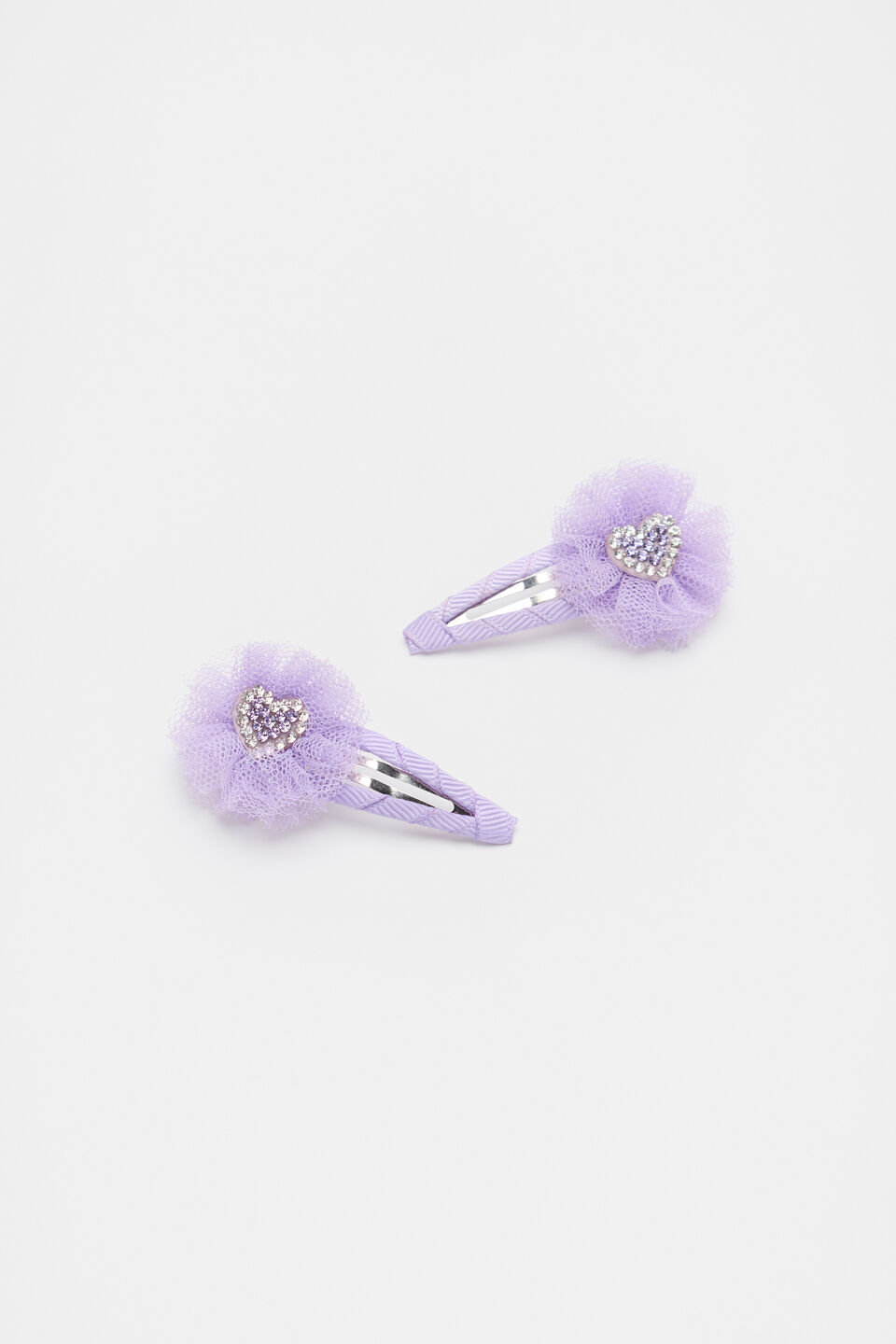 Tulle Diamante Heart Snap  Bright Orchid