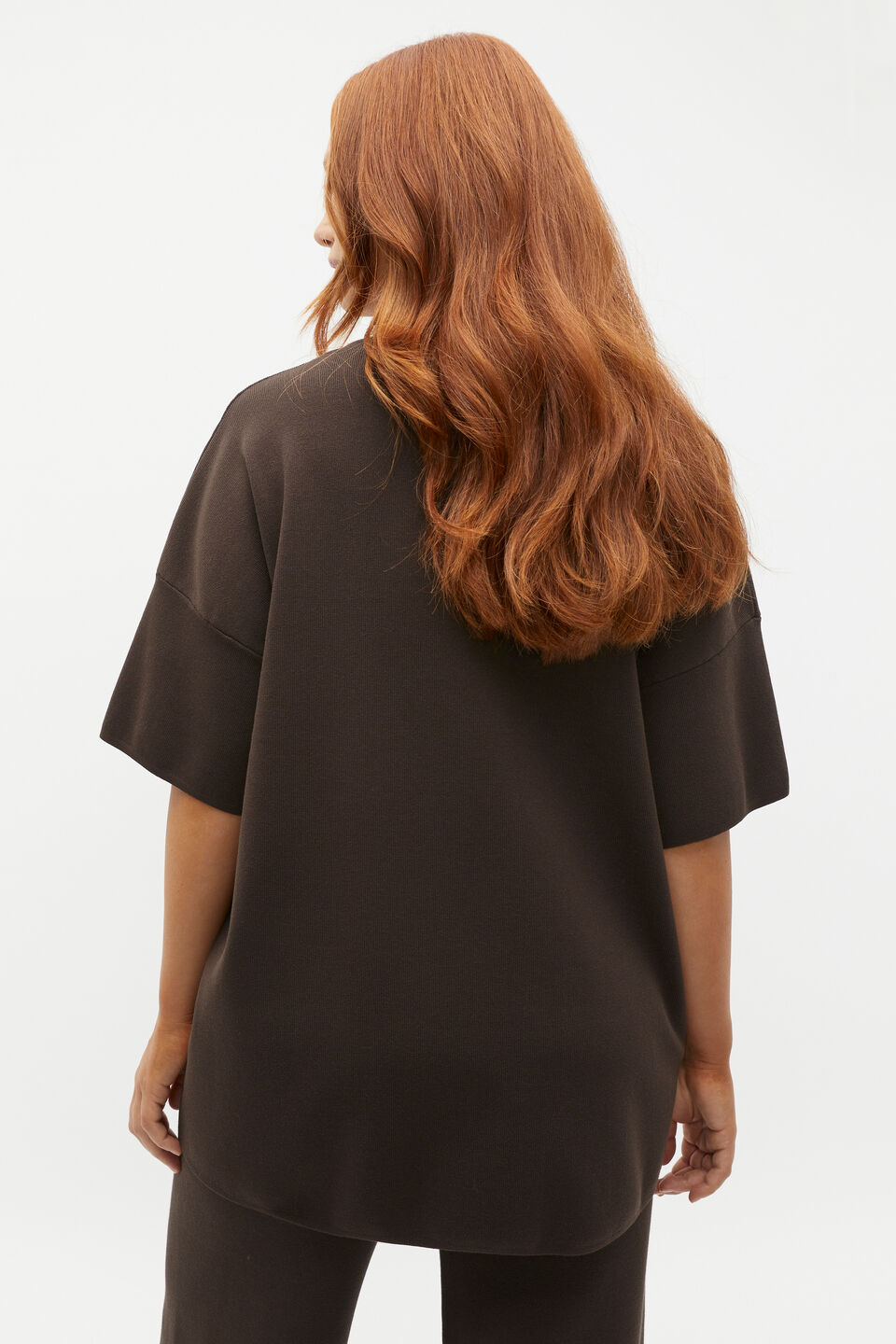 Oversized Crepe Knit Tee  Dark Espresso