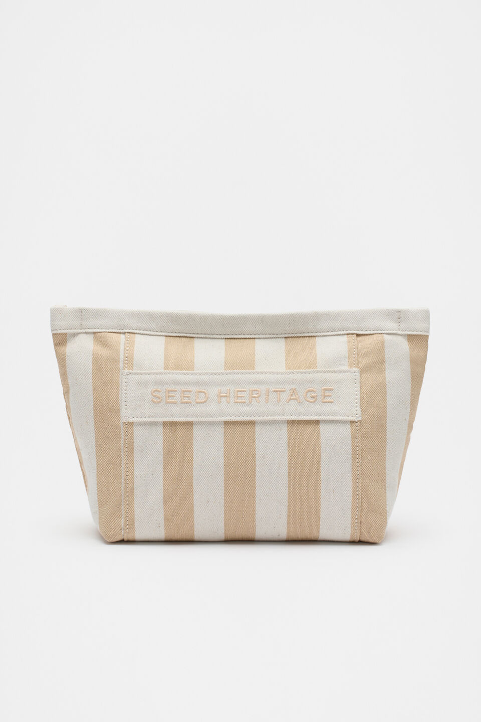 Large Logo Stripe Make Up Bag  Nougat
