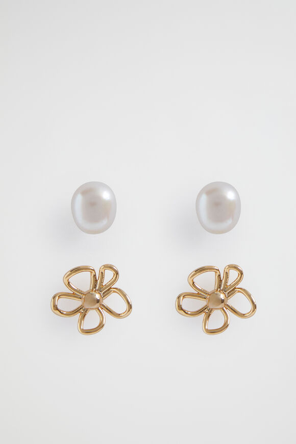 Flora Pearl Stud Set  Gold  hi-res