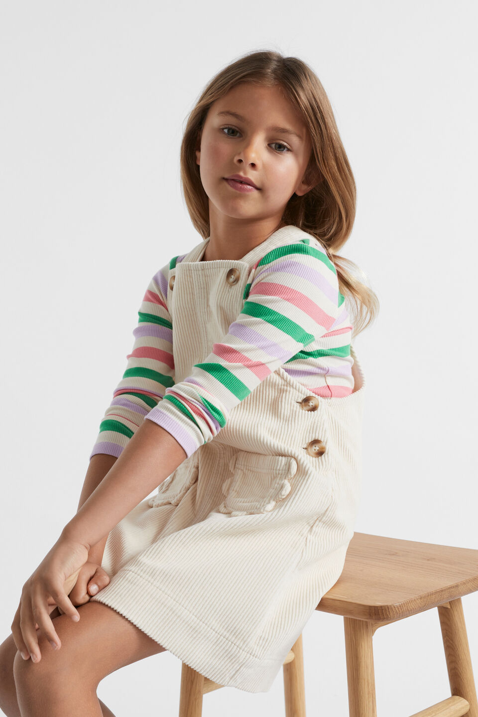 Cord Pinafore  Creme
