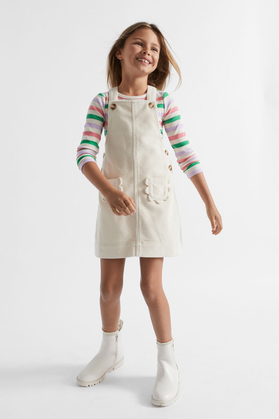Cord Pinafore  Creme