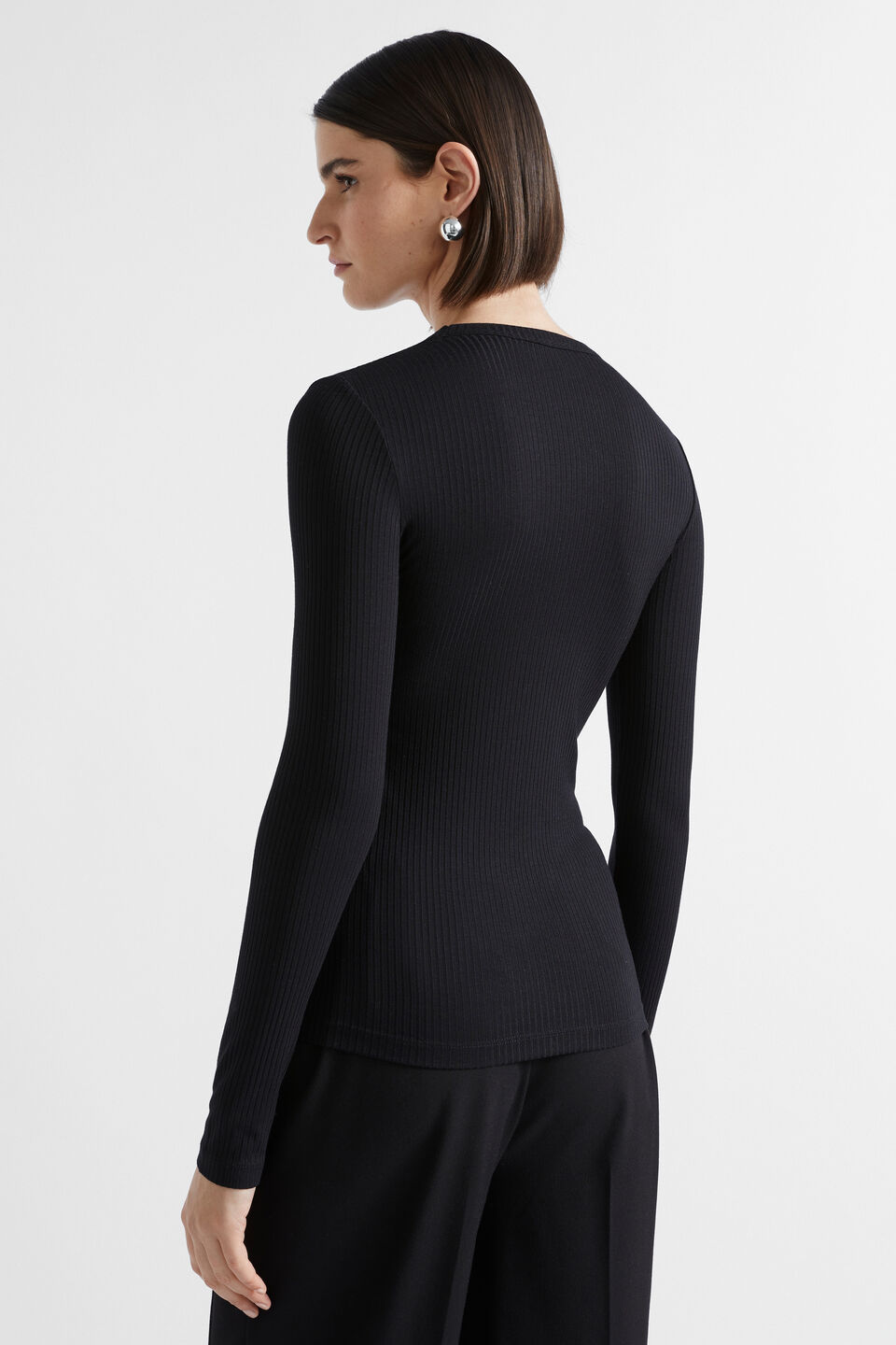 Core Rib Crew Top  Black