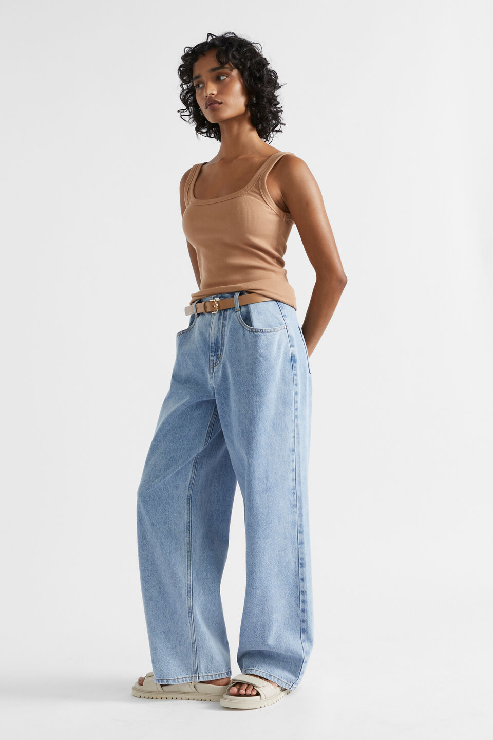 Square Neck Rib Tank  Fudge