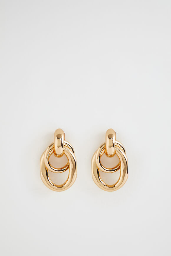 Interlock Drop Earring  Gold  hi-res