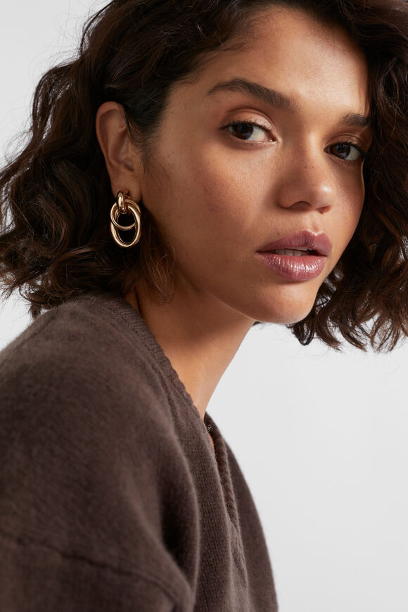 Interlock Drop Earring  Gold  hi-res
