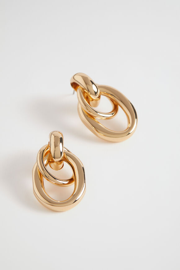 Interlock Drop Earring  Gold  hi-res