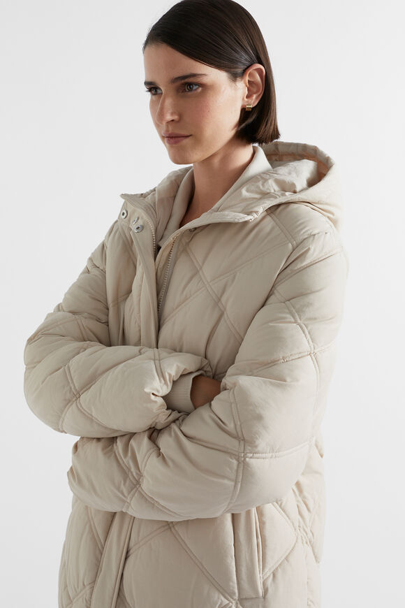 Snap Side Puffer Jacket  Oat  hi-res