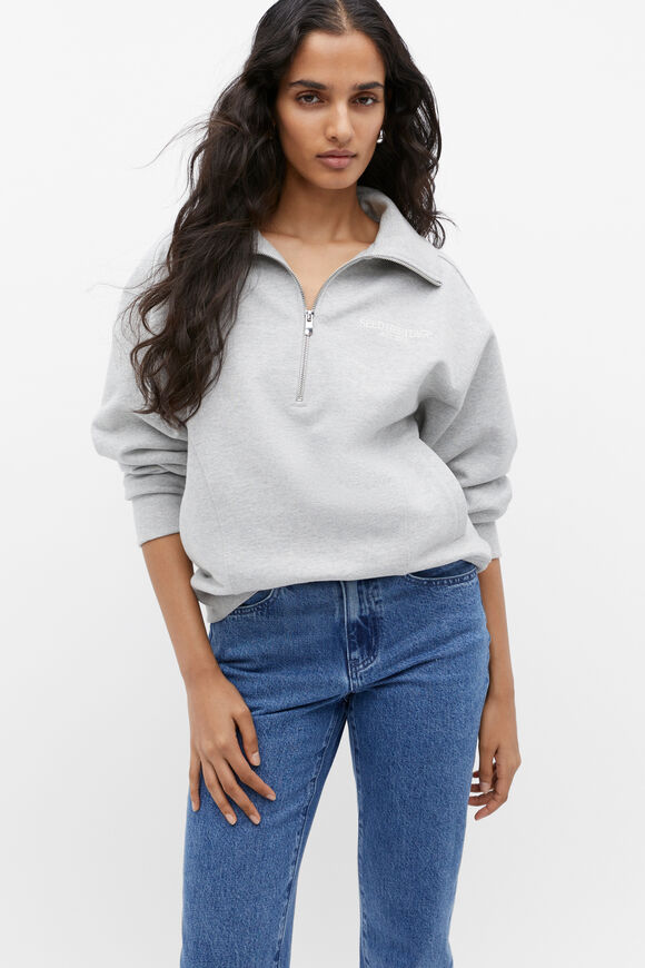 Zip Logo Sweat  Silver Marle  hi-res