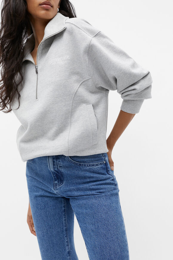 Zip Logo Sweat  Silver Marle  hi-res