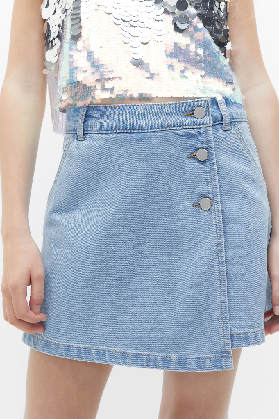 Denim Skort  Washed Blue