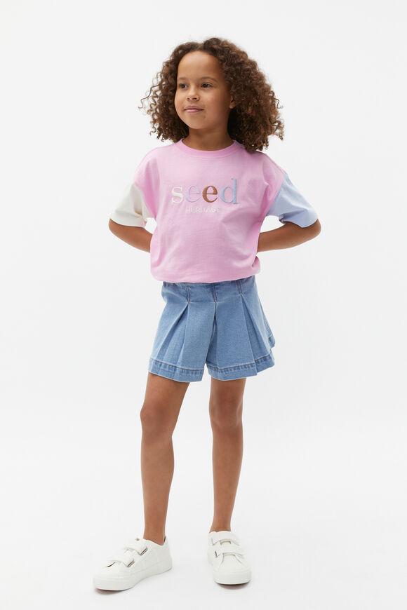 Colourblock Logo Tee  Fairy Floss  hi-res