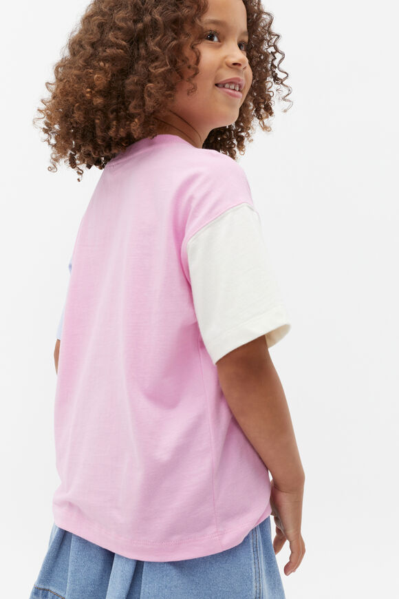 Colourblock Logo Tee  Fairy Floss  hi-res