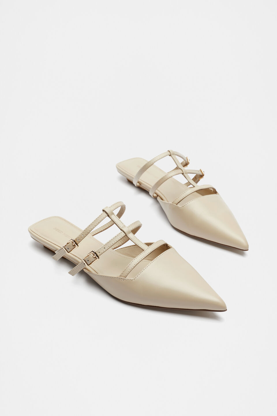 Kara Caged Pointed Flat  Vanilla