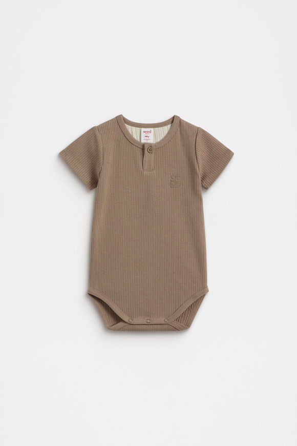 Henley Logo Bodysuit  Cookie  hi-res