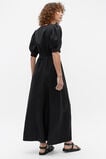 Linen Twist Front Midi Dress  Black  hi-res