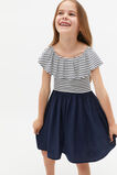 Ruffle Spliced Dress  New Navy  hi-res