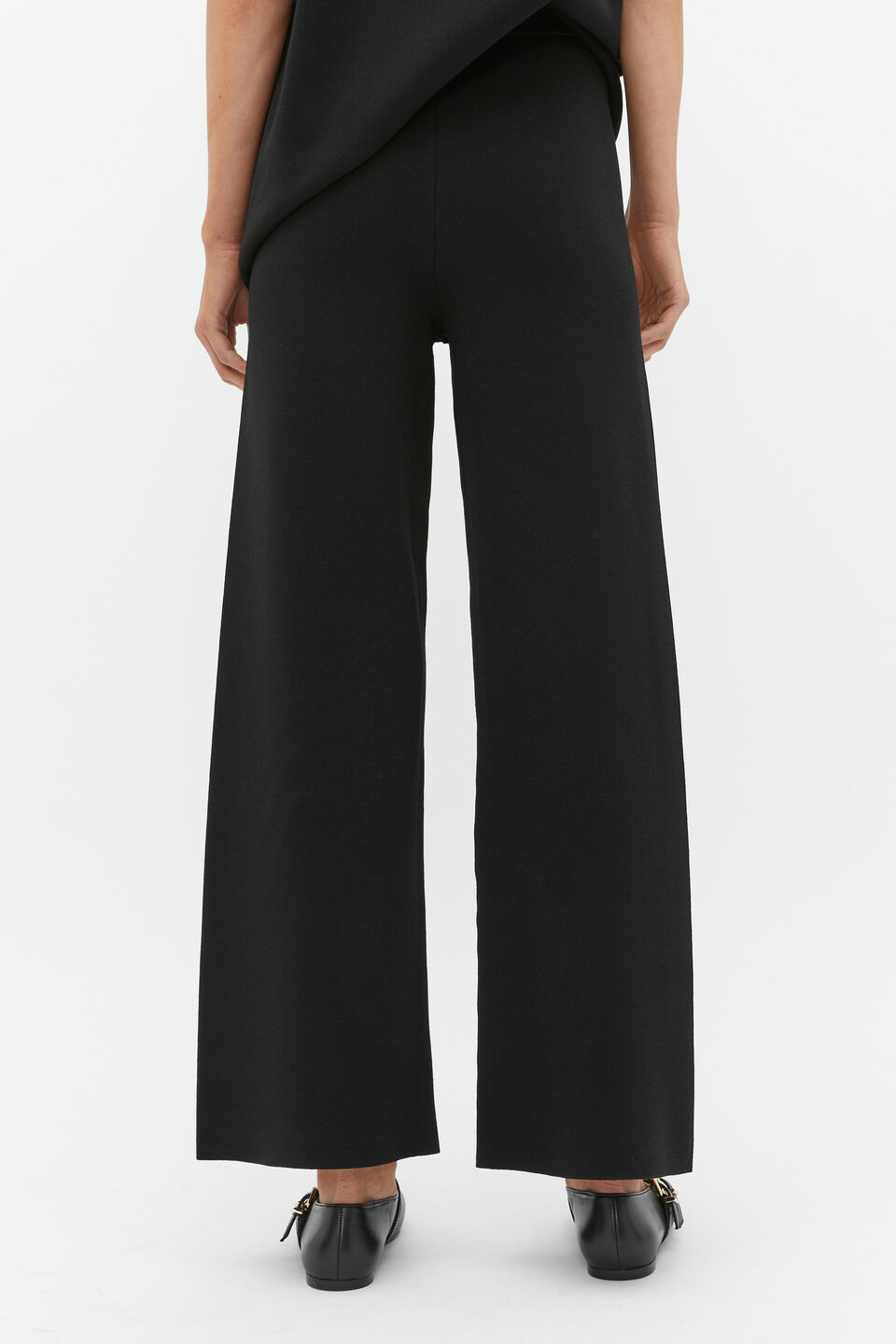 Crepe Knit Wide Leg Pant  Black