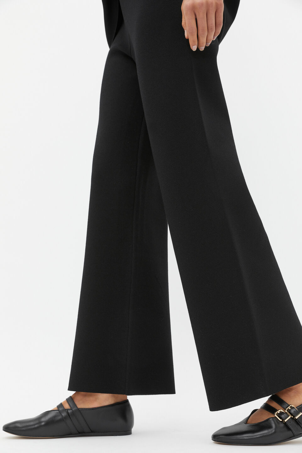 Crepe Knit Wide Leg Pant  Black