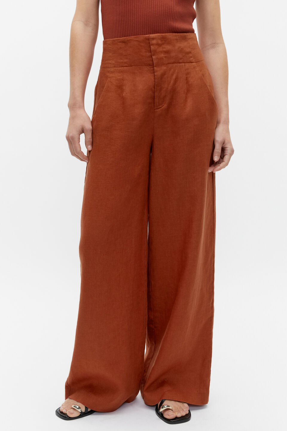 Core Linen Waisted Pant  Russet
