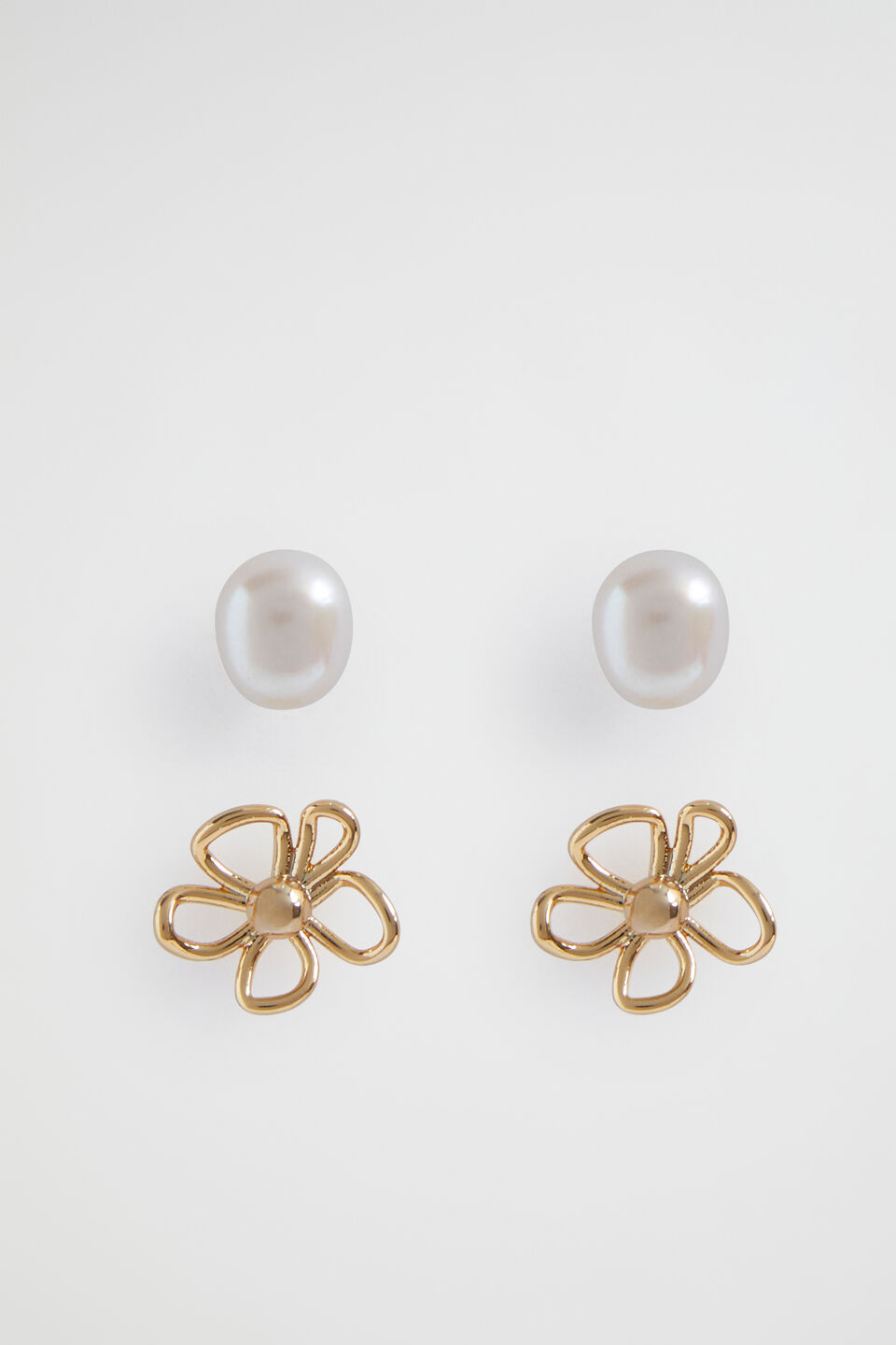 Flora Pearl Stud Set  Gold