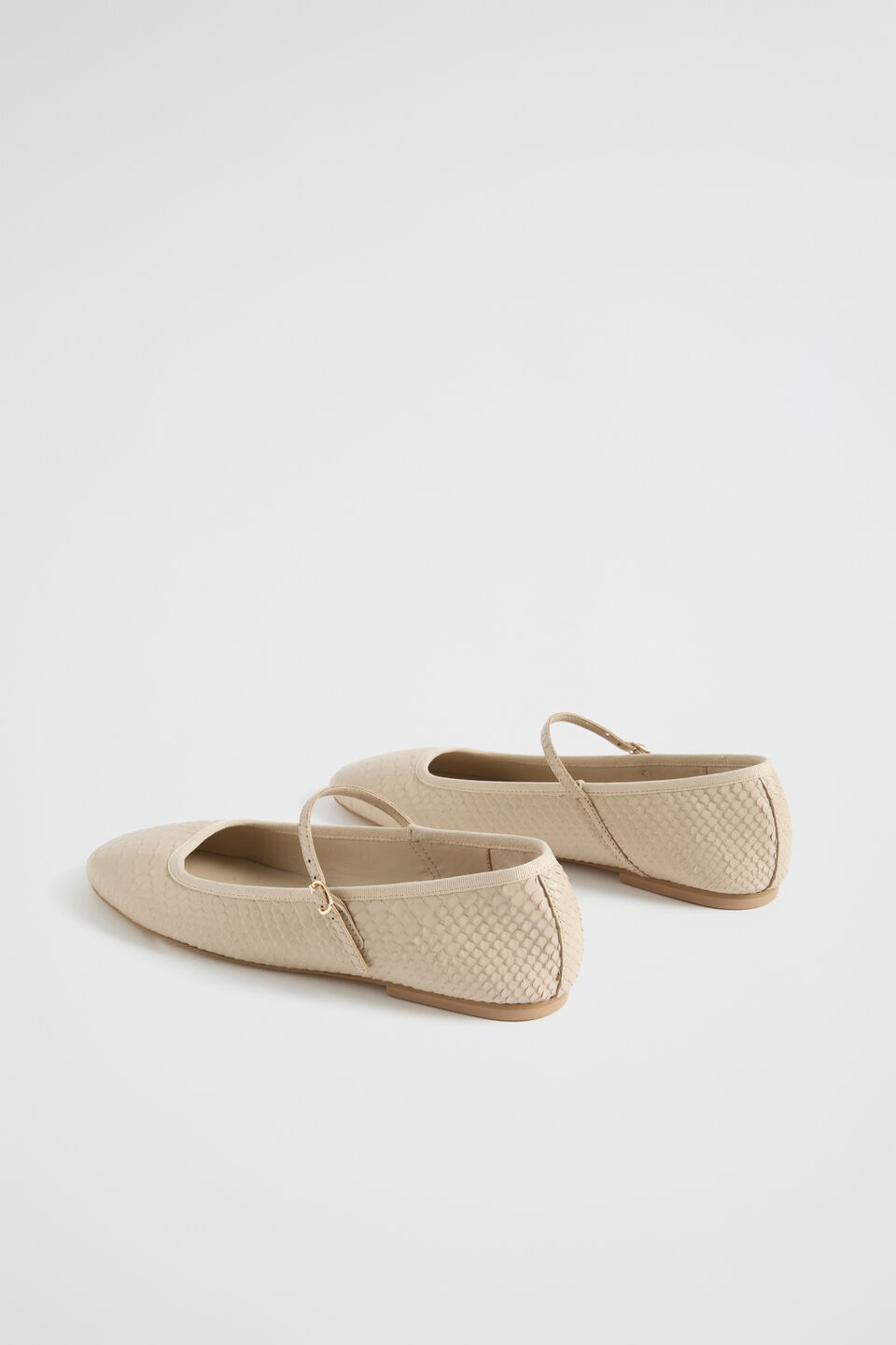 Kai Snake Embossed Ballet Flat  Vanilla
