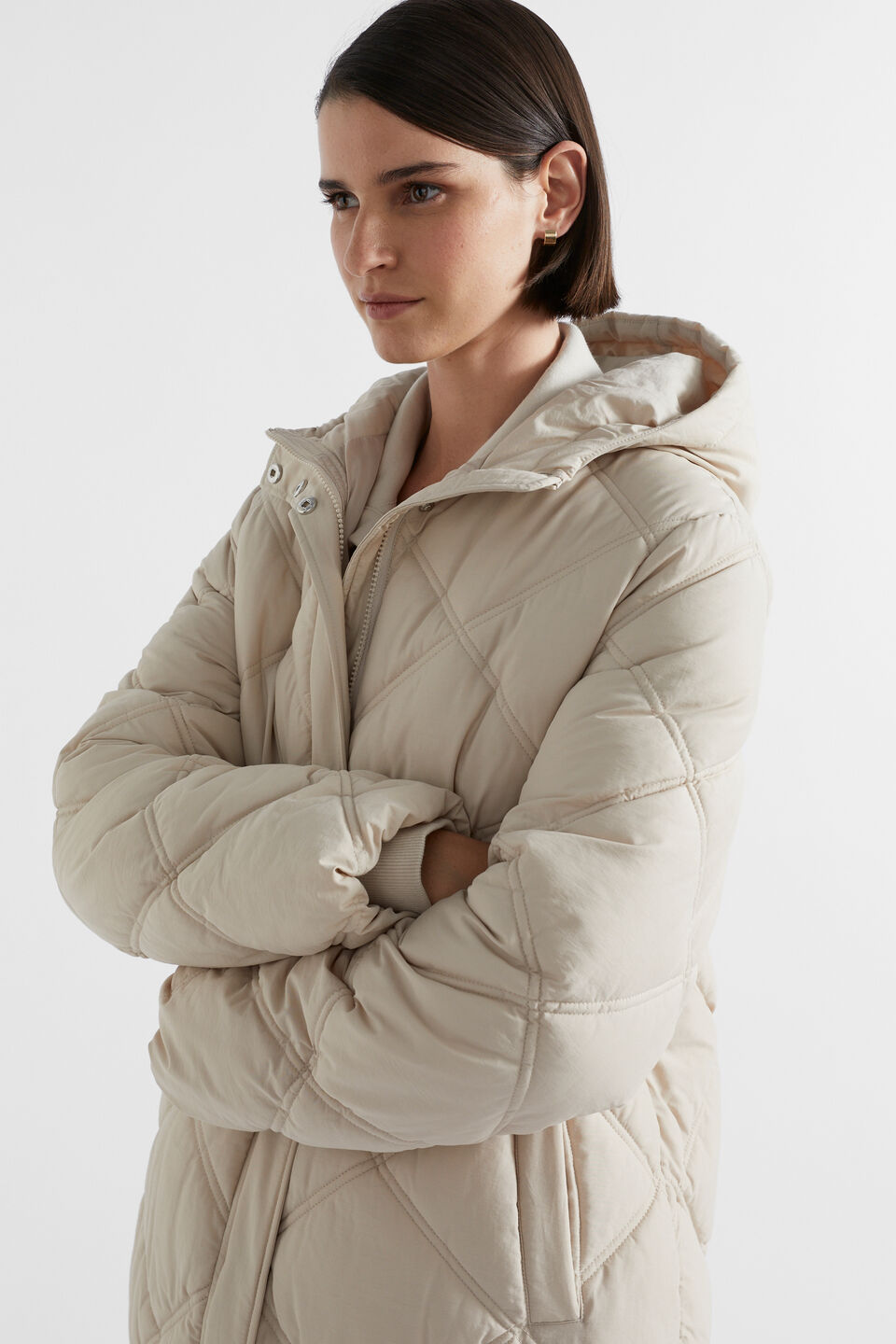 Snap Side Puffer Jacket  Oat
