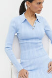 Cropped Rib Polo Knit  Frost Blue  hi-res