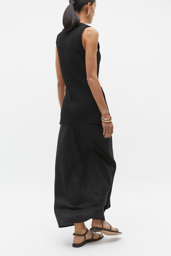 Crepe Rib Button Down Vest  Black  hi-res
