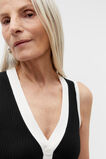 Contrast Knit Button Midi Dress  Black  hi-res