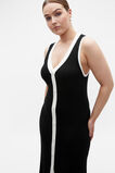 Contrast Knit Button Midi Dress  Black  hi-res