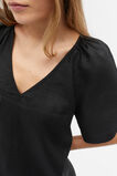 Linen V Neck Flutter Sleeve Mini Dress  Black  hi-res