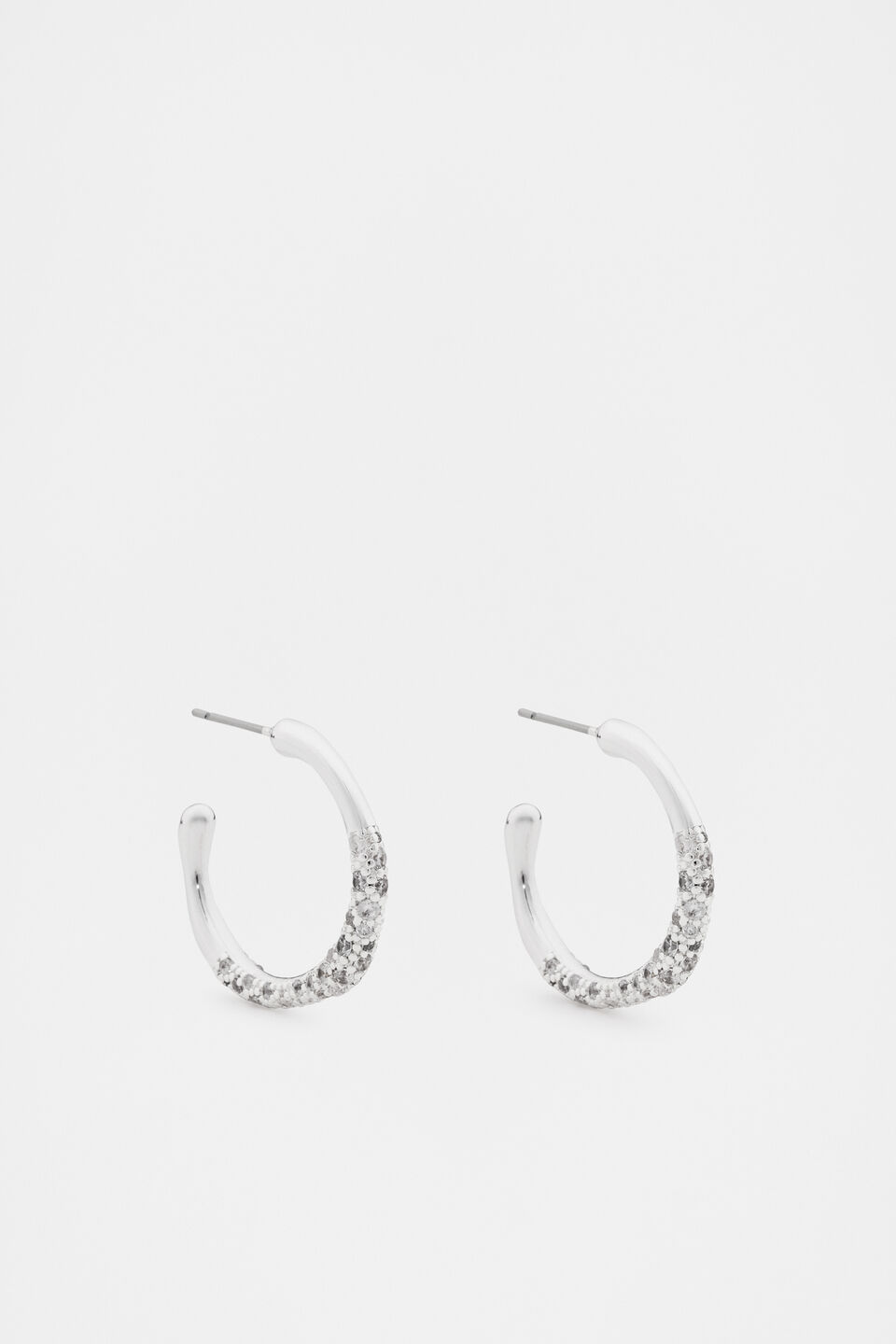 Pave Organic Hoops  Silver