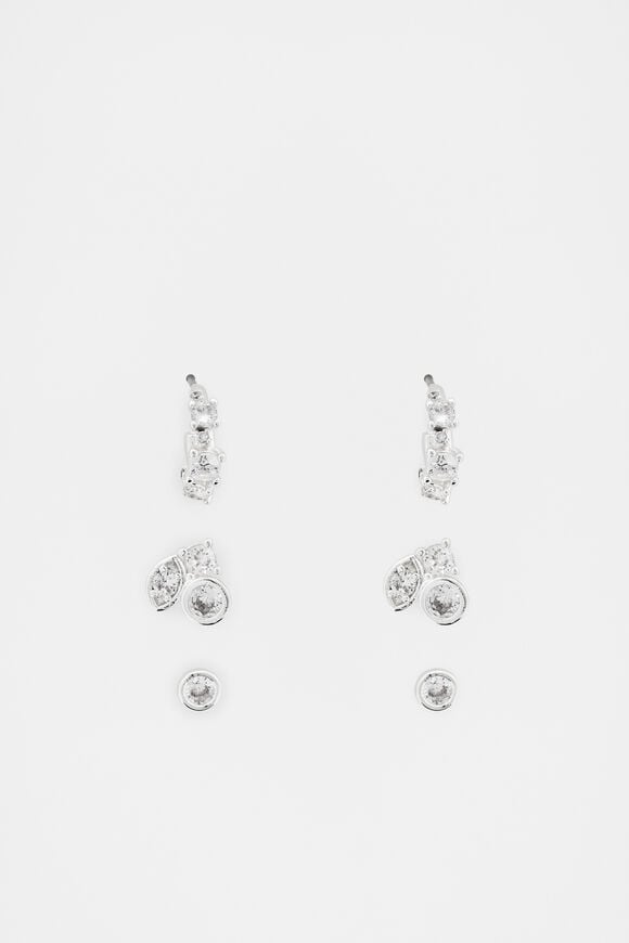 Crystal Detail Ear Pack  Silver  hi-res